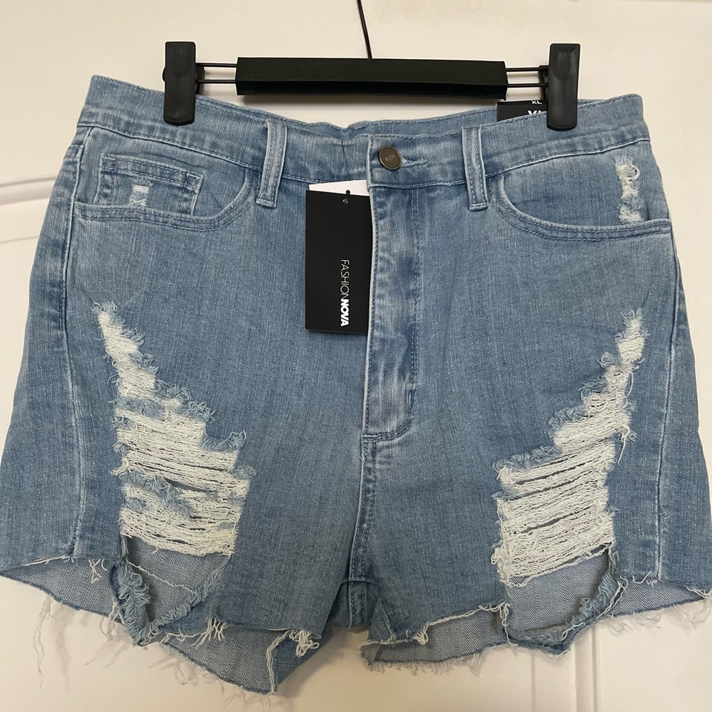 (New) Fashion Nova Distressed Denim Shorts